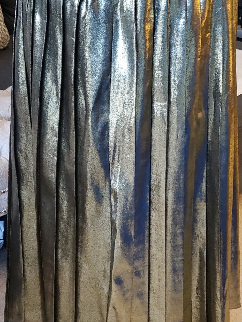Metallic Dusty Gold Pleated Skirt - Picture 4 of 5